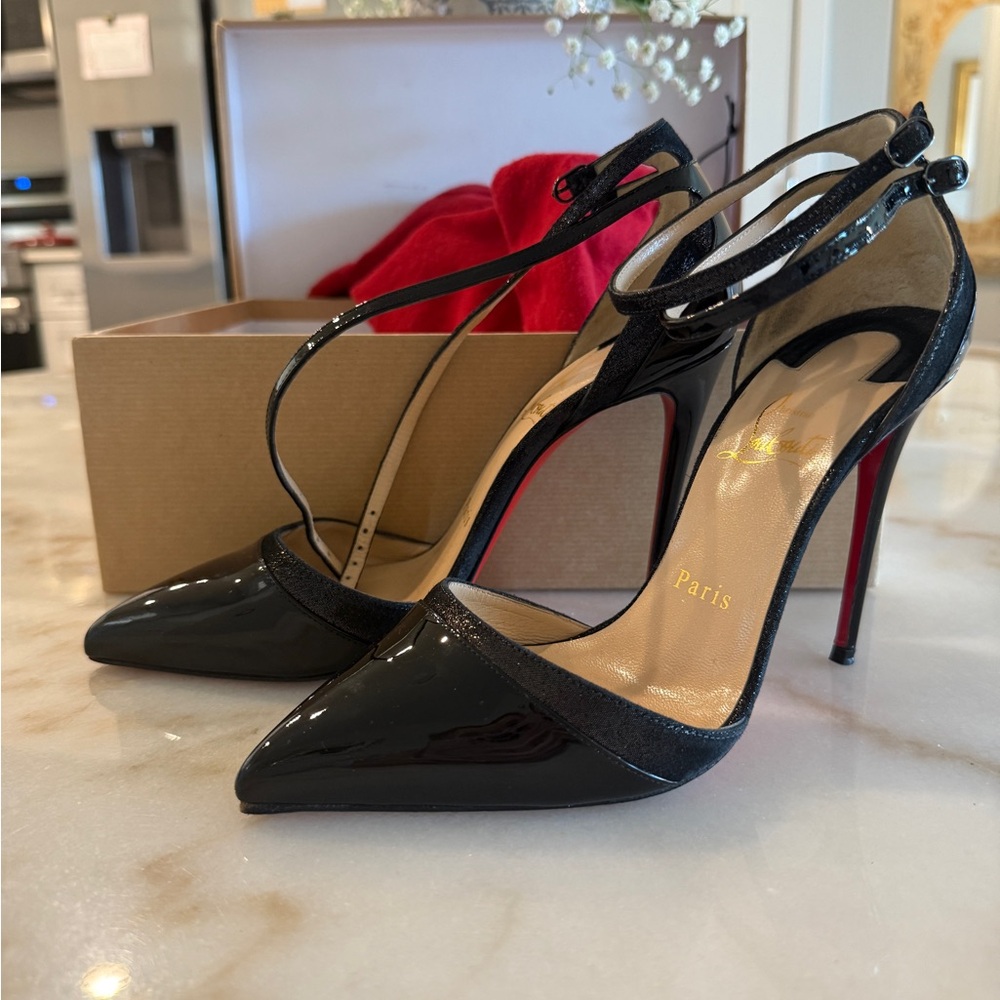 Christian Louboutin Black Patent Leather Heels - Picture 2 of 8